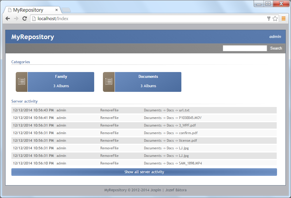 MyRepository (DMS) web interface